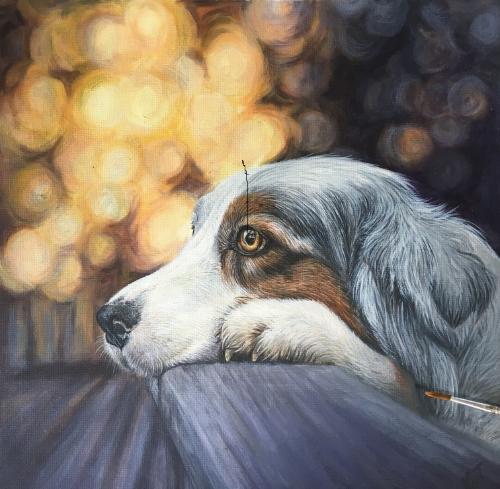 'Hiro'  Blue Merle Australian Shepherd by Vicky - Use the 'Create Similar' button to commission an artist to create your own artwork.