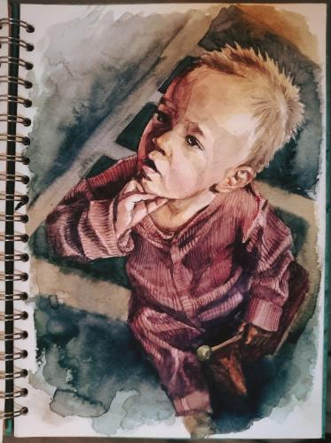 Artwork Baby with a candy