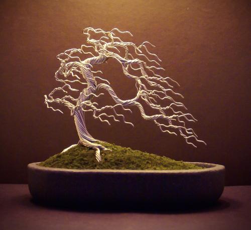 #31 - A silver 'windswept' Bonsai tree by Steve - Use the 'Create Similar' button to commission an artist to create your own artwork.