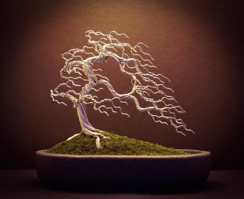 #31 - A silver 'windswept' Bonsai tree by Steve - Use the 'Create Similar' button to commission an artist to create your own artwork.