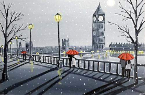 London Winter Umbrellas by Aisha - Use the 'Create Similar' button to commission an artist to create your own artwork.