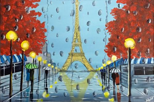 Rainy Day At The Eiffel by Aisha - Use the 'Create Similar' button to commission an artist to create your own artwork.