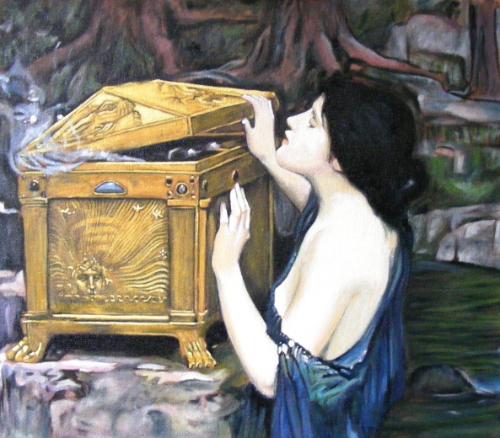 Copy of J.W. Waterhouse's 'Pandora's Box' (detail) by Brian - Use the 'Create Similar' button to commission an artist to create your own artwork.