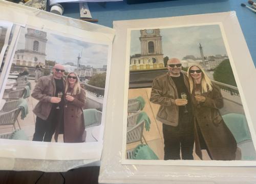 Engagement overlooking Trafalgar Square by Christine - Use the 'Create Similar' button to commission an artist to create your own artwork.
