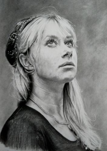 Artwork Charcoal & pencil drawing of Helen Mirren (A3)