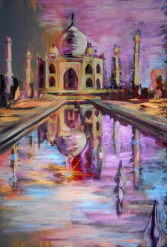Taj Mahal - Reflections in Lavender by Lois - Use the 'Create Similar' button to commission an artist to create your own artwork.