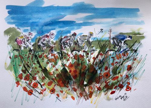 Artwork Poppies at the Giro do Italia