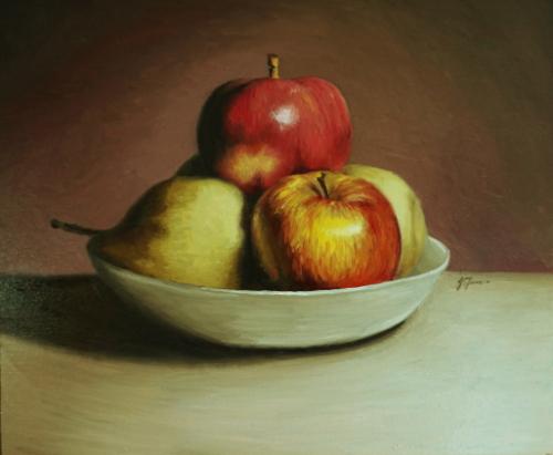 Fruit Bowl 12x10 inch oil on board by JayneF - Use the 'Create Similar' button to commission an artist to create your own artwork.