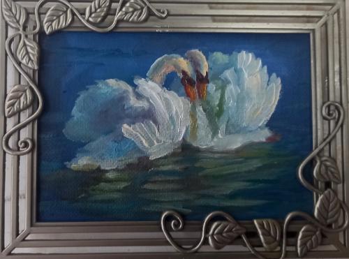 Artwork Miniature framed swans