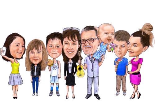 Artwork Family caricature portrait 