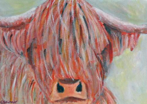 Artwork Colourful Highland Cow