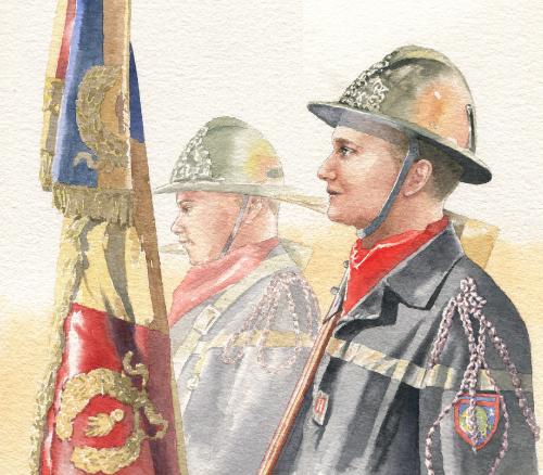 Portrait of young man in ceremonial uniform by SallyGrace - Use the 'Create Similar' button to commission an artist to create your own artwork.