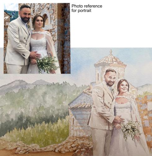 Artwork Portrait of Greek wedding