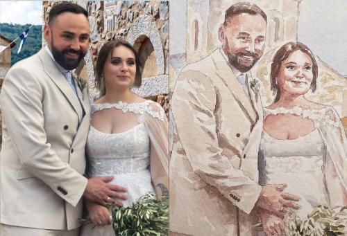 Portrait of Greek wedding by SallyGrace - Use the 'Create Similar' button to commission an artist to create your own artwork.
