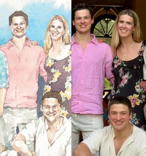 Family portrait in watercolour by SallyGrace - Use the 'Create Similar' button to commission an artist to create your own artwork.