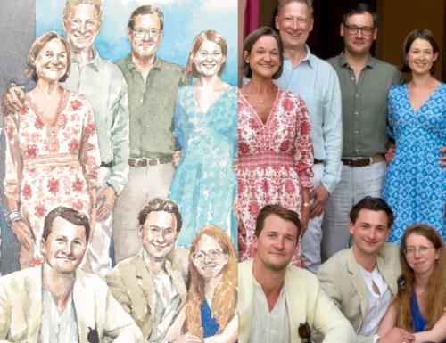 Family portrait in watercolour by SallyGrace - Use the 'Create Similar' button to commission an artist to create your own artwork.