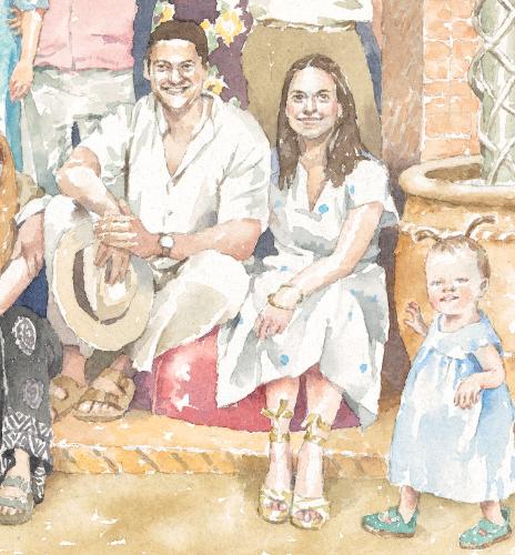Family portrait in watercolour by SallyGrace - Use the 'Create Similar' button to commission an artist to create your own artwork.