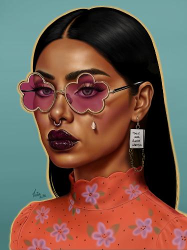 Artwork Blooming behind glass